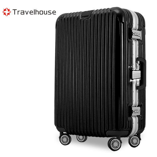 【Travelhouse】爵世風華 29吋PC鋁框鏡面行李箱(黑色)