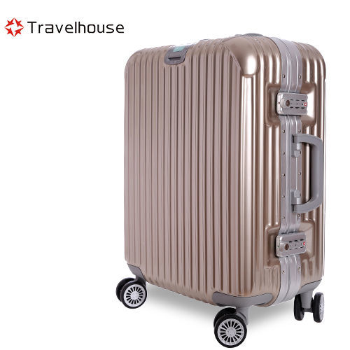 【Travelhouse】爵世風華 26吋PC鋁框鏡面行李箱(金色)