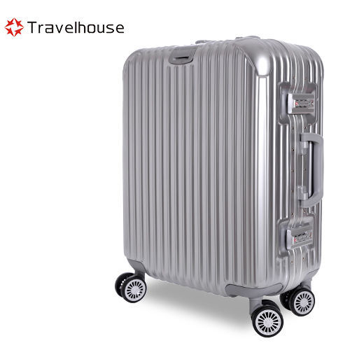【Travelhouse】爵世風華 20吋PC鋁框鏡面行李箱(銀色)