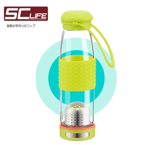 【SC life】炫彩泡茶隨身玻璃瓶-綠色