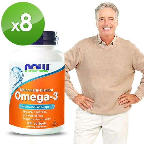 NOW健而婷－Omega-3亞米茄深海魚油 (100顆/瓶)八瓶組