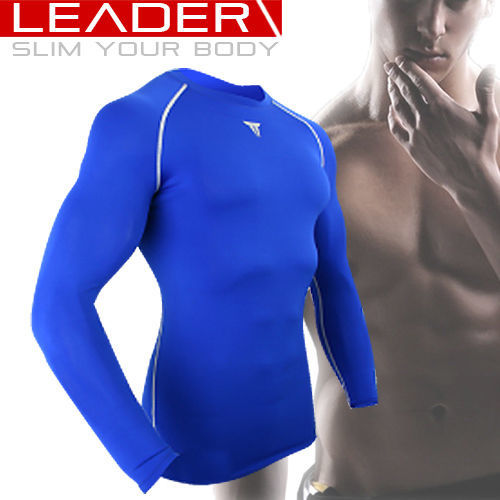 【LEADER】Muscle Support專業運動長袖 緊身衣 (寶藍) 