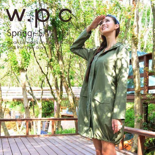 w.p.c.束口綁繩款 時尚雨衣/風衣R1003-橄欖綠