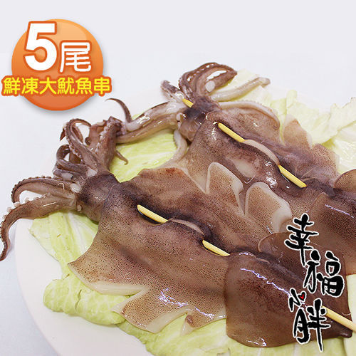  【幸福小胖】鮮凍大魷魚串  5尾(900g/5尾/包 )