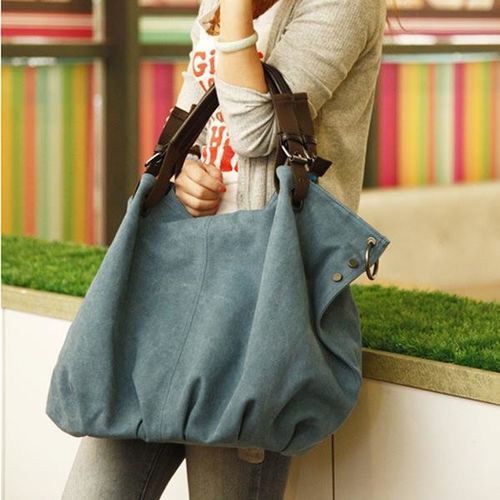 【Acorn*橡果】韓風獨特大方率性帆布側背包6512(藍色)