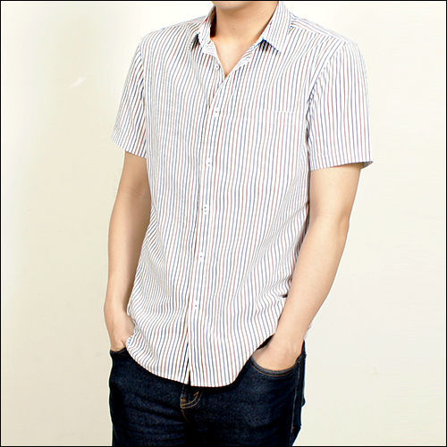 超值2件 [H&G] MINGSHU質感絕佳純棉直條紋短袖襯衫組