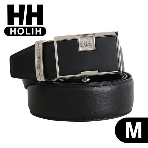 【HH】男用牛皮時尚自動釦式皮帶-M(黑)