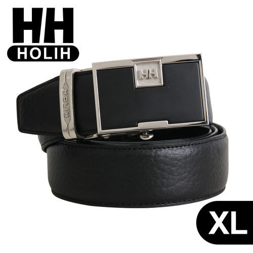 【HH】男用牛皮時尚自動釦式皮帶-XL(黑)