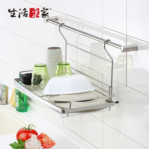 【生活采家】台灣製304不鏽鋼廚房掛式平網碗盤杯碟瀝水架#27174