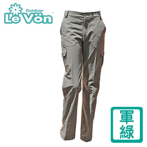 【LeVon】女款防潑水刷毛保溫直筒長褲 LV2327(軍綠)