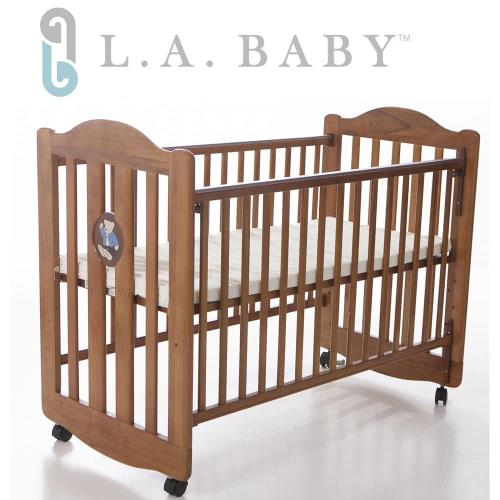 美國L.A. Baby 凱麗熊搖擺中小嬰兒床/原木床/童床(咖啡色)