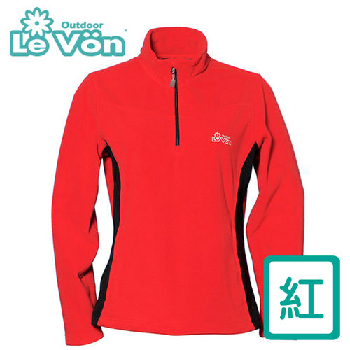【LeVon】女款雙刷毛輕柔保暖上衣 LV8128(紅)-M