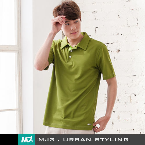 【MJ3】領片配色吸濕排汗POLO衫-男(軍中綠)