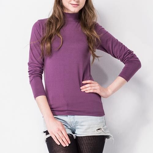 【MORINO】女款發熱長袖半高領衫2入組(紫色)