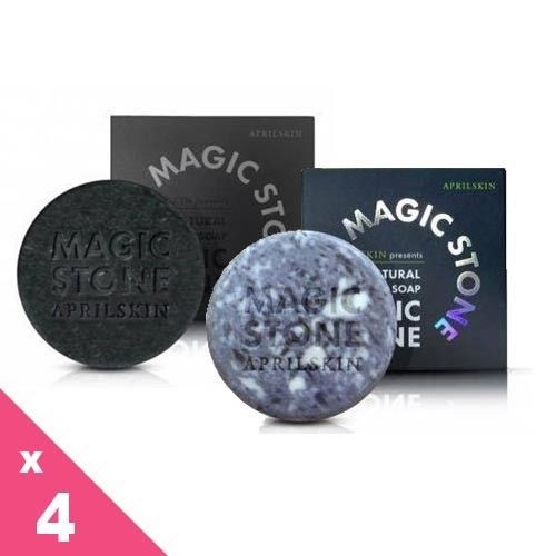 韓國 APRILSKIN-MAGIC STONE天然魔法石潔顏皂(100g) 4入組