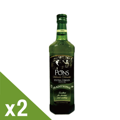 【PONS】西班牙原裝進口特級處女果香橄欖油750MLX2