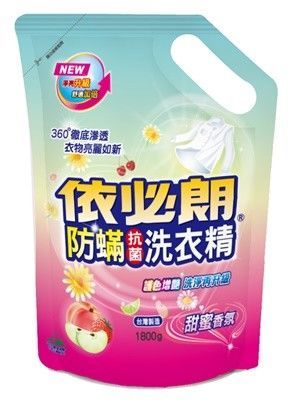 依必朗防螨抗菌洗衣精1800ml補充包*8包-甜蜜香氛