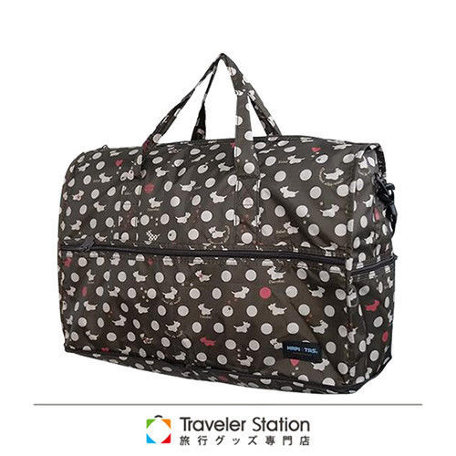 《Traveler Station》HAPI+TAS 摺疊圓形旅行袋(小)新款-157皇家小狗咖啡色