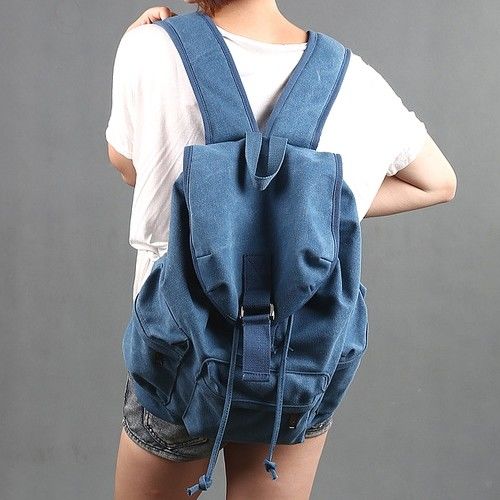 【Acorn*橡果】韓版復古個性帆布後背包6528(藍色)