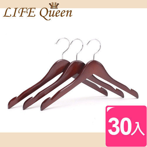 【Life Queen】高級楓木實木女款衣架38cm(超值30入組)