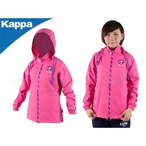 【KAPPA】女連帽單層風衣外套-可拆帽子  粉紅