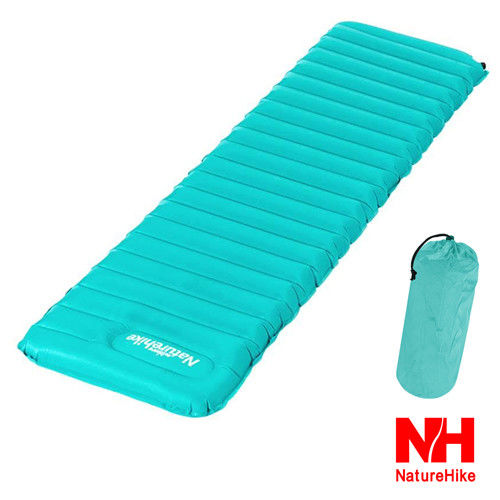 Naturehike 超輕折疊式收納單人充氣睡墊 地墊 防潮墊 (藍綠色)