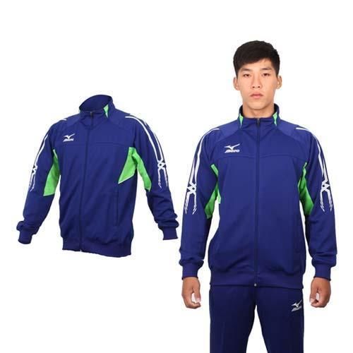 【MIZUNO】男運動外套-美津濃 針織外套 路跑 慢跑  藍綠白