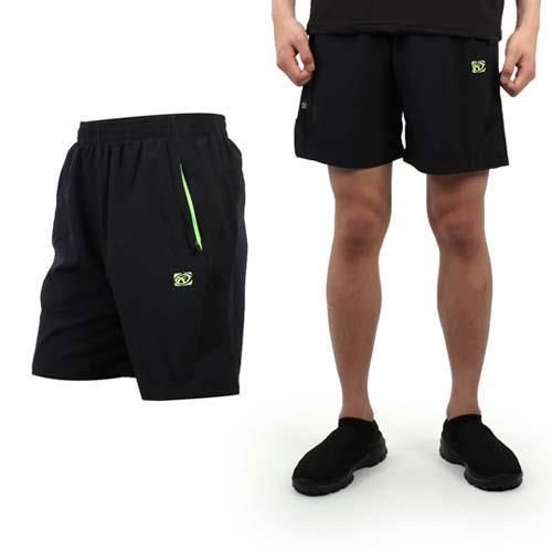 【FIRESTAR】男休閒短褲-慢跑 路跑 籃球 運動褲 台灣製 黑螢光綠