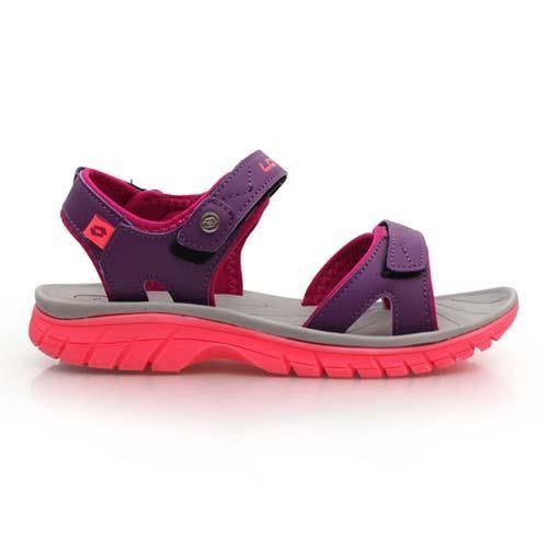 【LOTTO】男女大童運動涼鞋-童鞋 魔鬼氈 休閒涼鞋 磁扣 紫亮桃紅