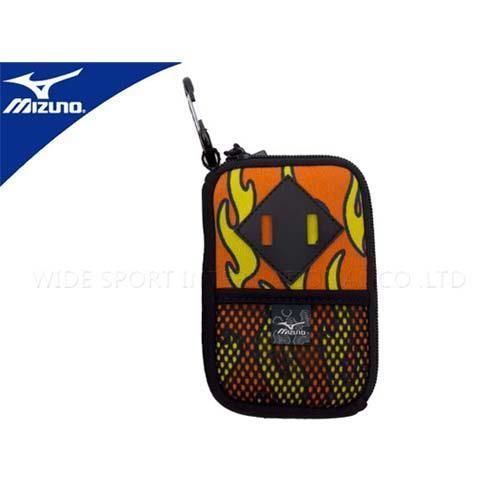 【MIZUNO】數位包-網袋 附扣環 防護包 手機袋  橘黃