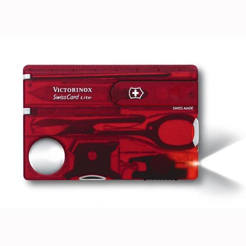 VICTORINOX 瑞士維氏透明13用名片型瑞士燈刀-紅 07300.T