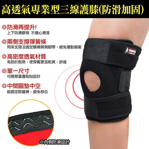 CNOSS 可調式三線彈性透氣護膝-加強防護型(2入)