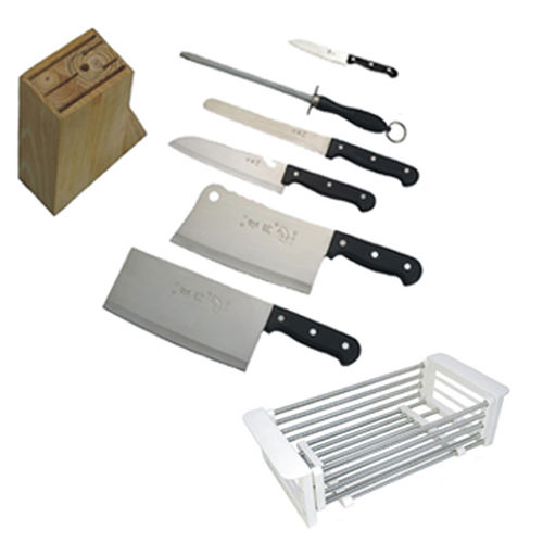 【易麗特】料理刀具七件組+多功能伸縮萬用架