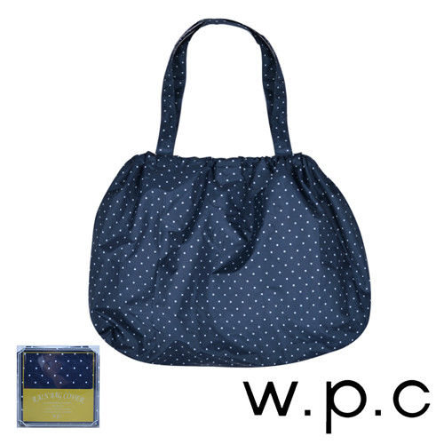 【w.p.c】時尚包包雨衣/束口防雨袋(深藍點點)