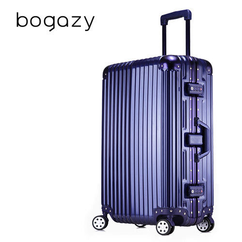 【Bogazy】迷幻森林 29吋鋁框PC鏡面行李箱(時尚藍)