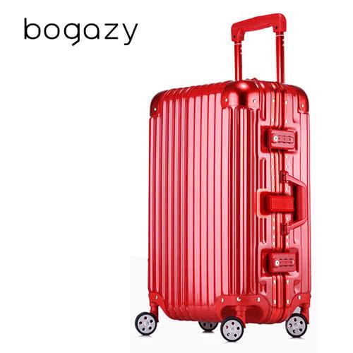 【Bogazy】迷幻森林 26吋鋁框PC鏡面行李箱(金屬紅)
