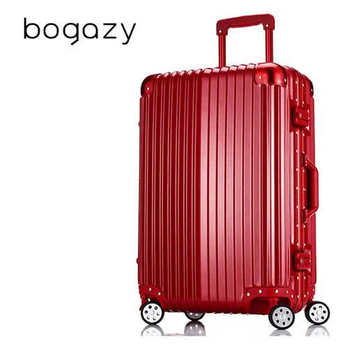 【Bogazy】迷幻森林 20吋鋁框PC鏡面行李箱/登機箱(金屬紅)