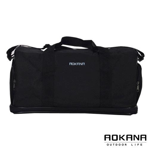 【AOKANA奧卡納】台灣製 YKK優質拉鍊 可加大旅行袋 斜背包(黑色03-015)