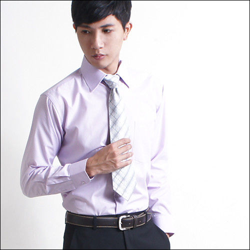 1+1 [H&G]MINGSHU上班族簡約商務長袖襯衫超值組-淺紫色