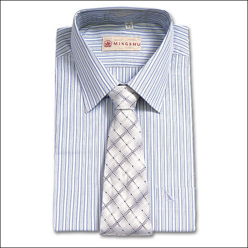 1+1 [H&G]MINGSHU上班族簡約商務長袖襯衫超值組-淺灰直條
