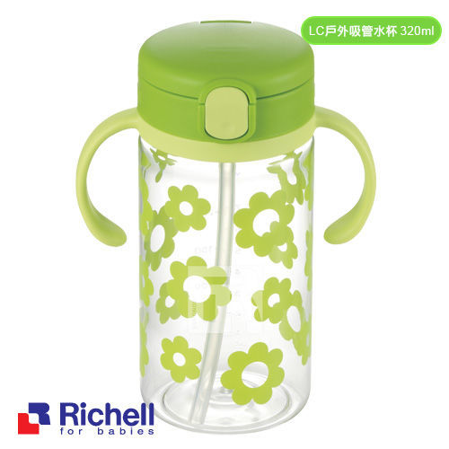 Richell日本利其爾 新圖款LC吸管水杯320ML(翠綠)    