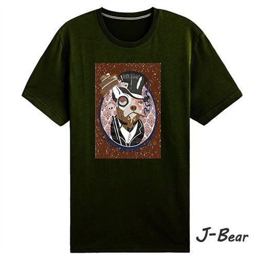 【J-Bear】JJ018(手繪熊牛頭梗紳士短袖T恤)