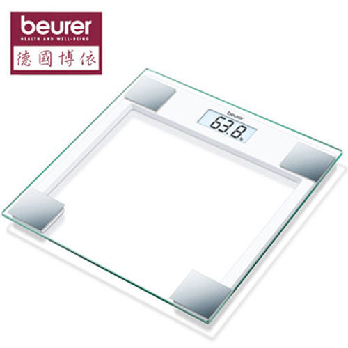 【德國博依Beurer】典雅方形玻璃體重計 GS14