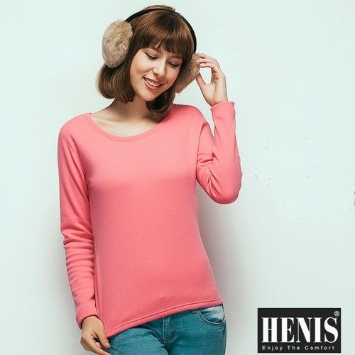 HENIS 3件組時尚女速暖絨彈性圓領保暖衫 隨機取色608