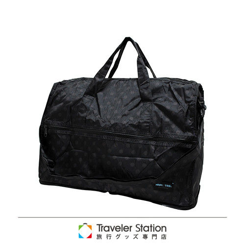 《Traveler Station》HAPI+TAS 摺疊圓形旅行袋(小)新款-165黑底灰圓點