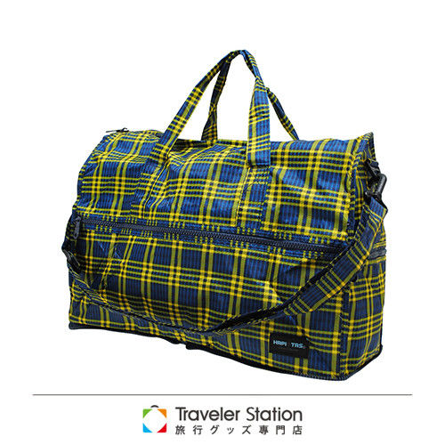 《Traveler Station》HAPI+TAS 摺疊圓形旅行袋(小)新款-139男版蘇格藍黃