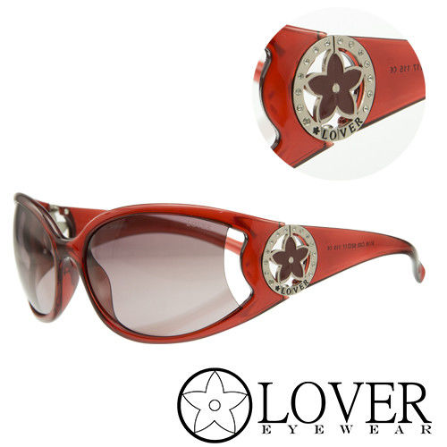 【Lover】精品橢圓膠框亮紅太陽眼鏡(9118-C02 亮紅色)