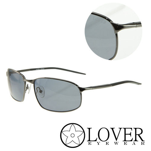 【Lover】精品方形藍色銀框太陽眼鏡(9315-C01)