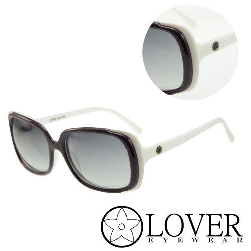【Lover】精品方框紫色白邊太陽眼鏡(9350-2)