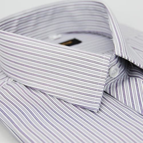 【金安德森】紫色條紋門襟斜紋短袖襯衫